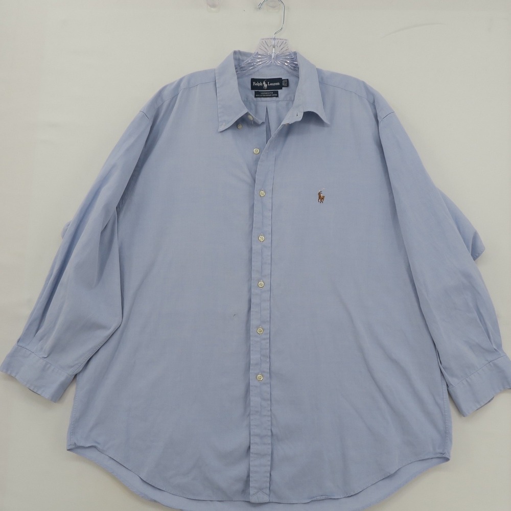 Ralph Lauren Yarmouth Light Blue Pinpoint Oxford Shirt Mens 17.5 33 XL